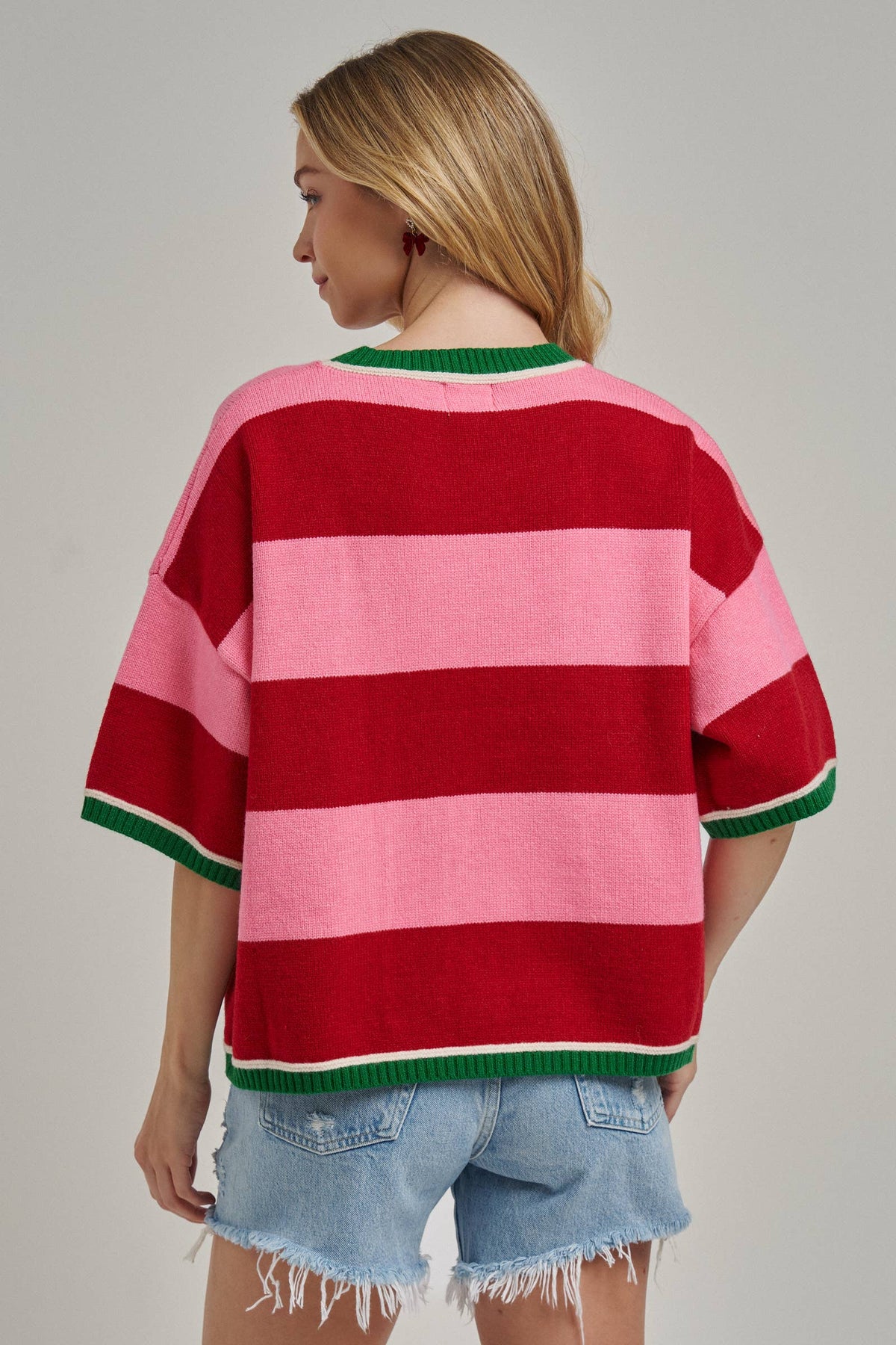 Pink/Red Green Oversized Sweater- IN STOCK