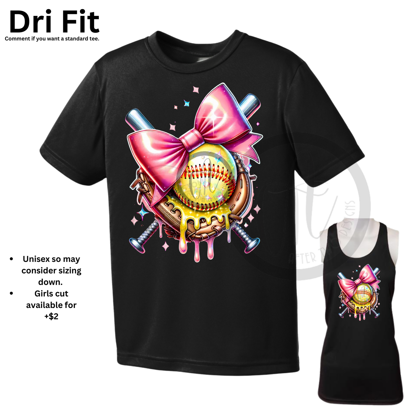 Black Softball Drip Unisex DriFit Tee