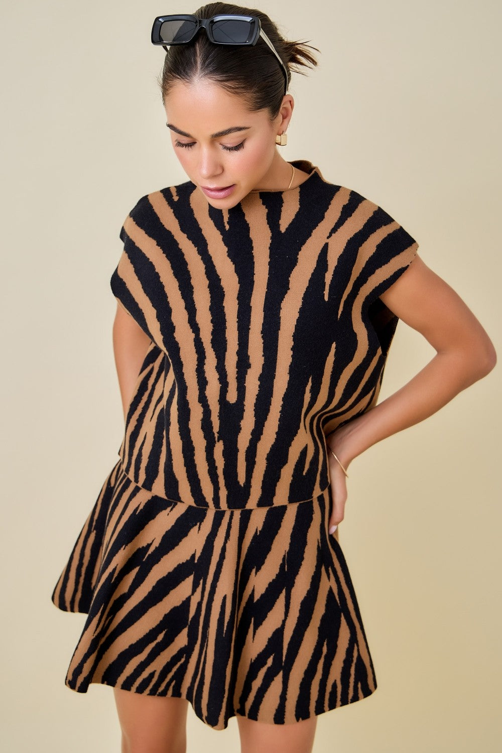 Tiger Print Sweater Top- IN STOCK