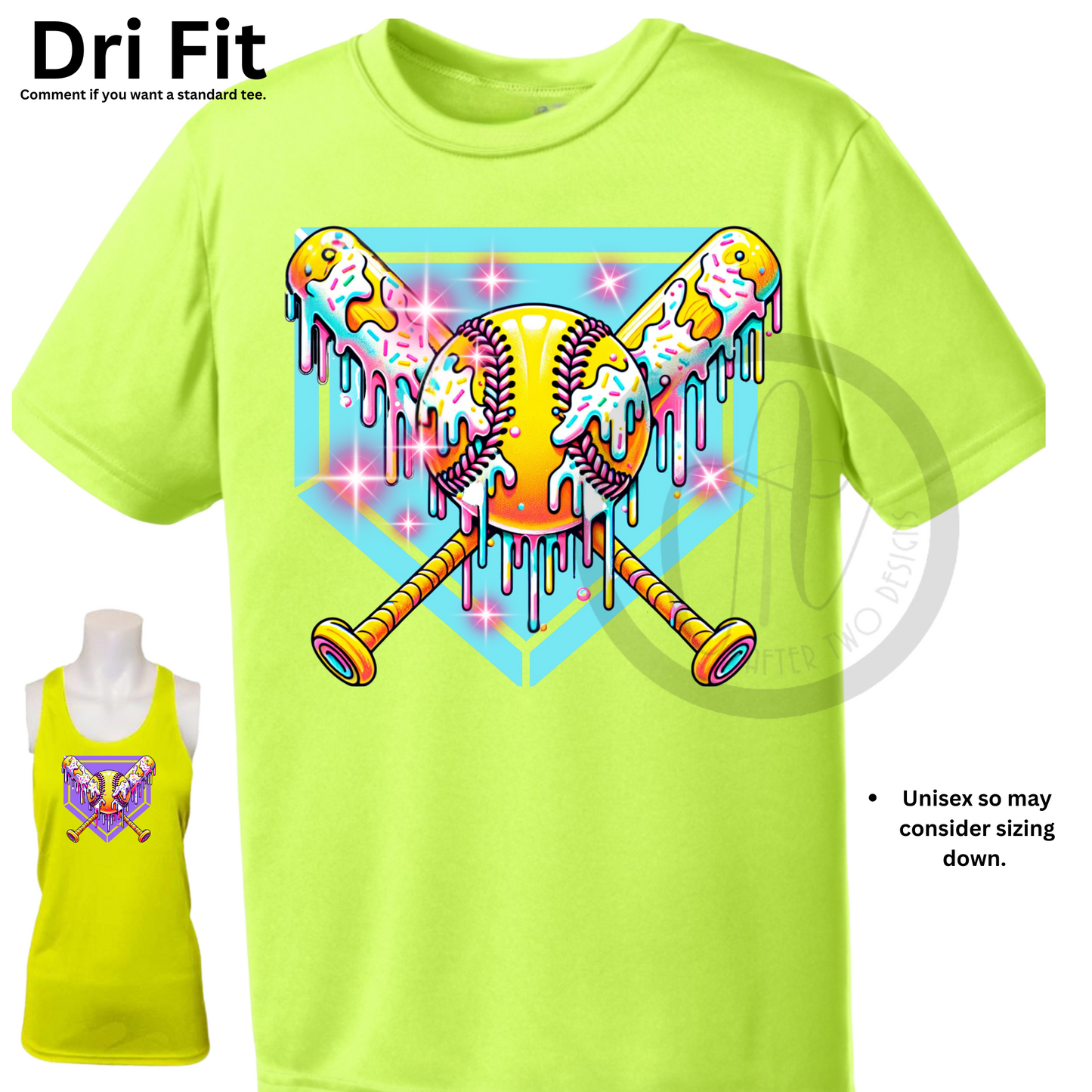 Neon Yellow Softball Drip Unisex DriFit Tee