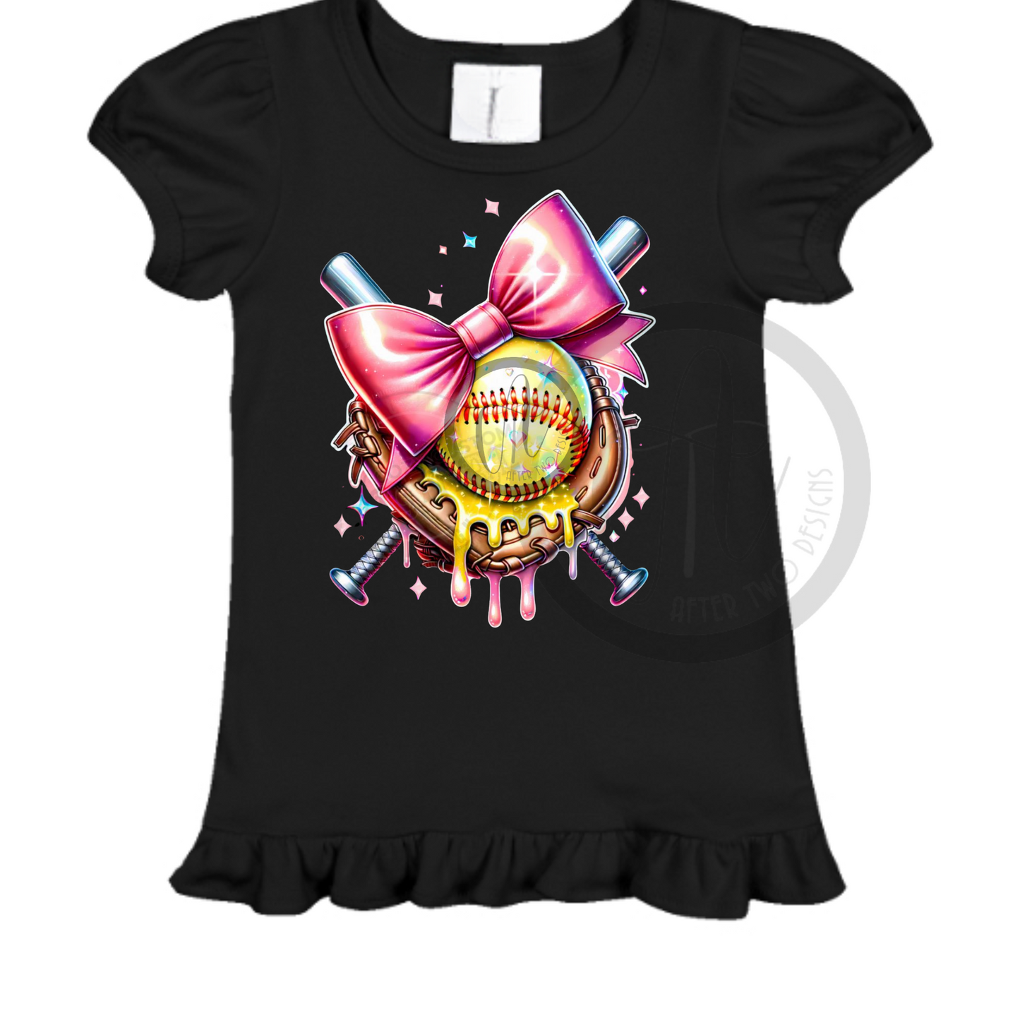 Ruffle Bow Softball Drip