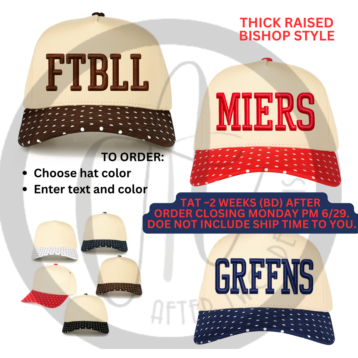 Snapback Dot Hat Puff Bishop Text PRESALE