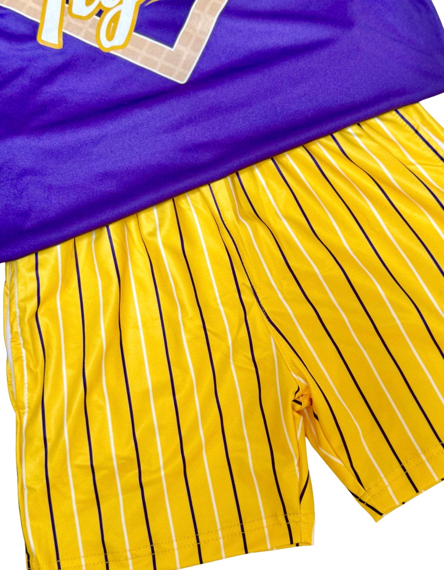 Pinstripe purple/gold shorts PRESALE