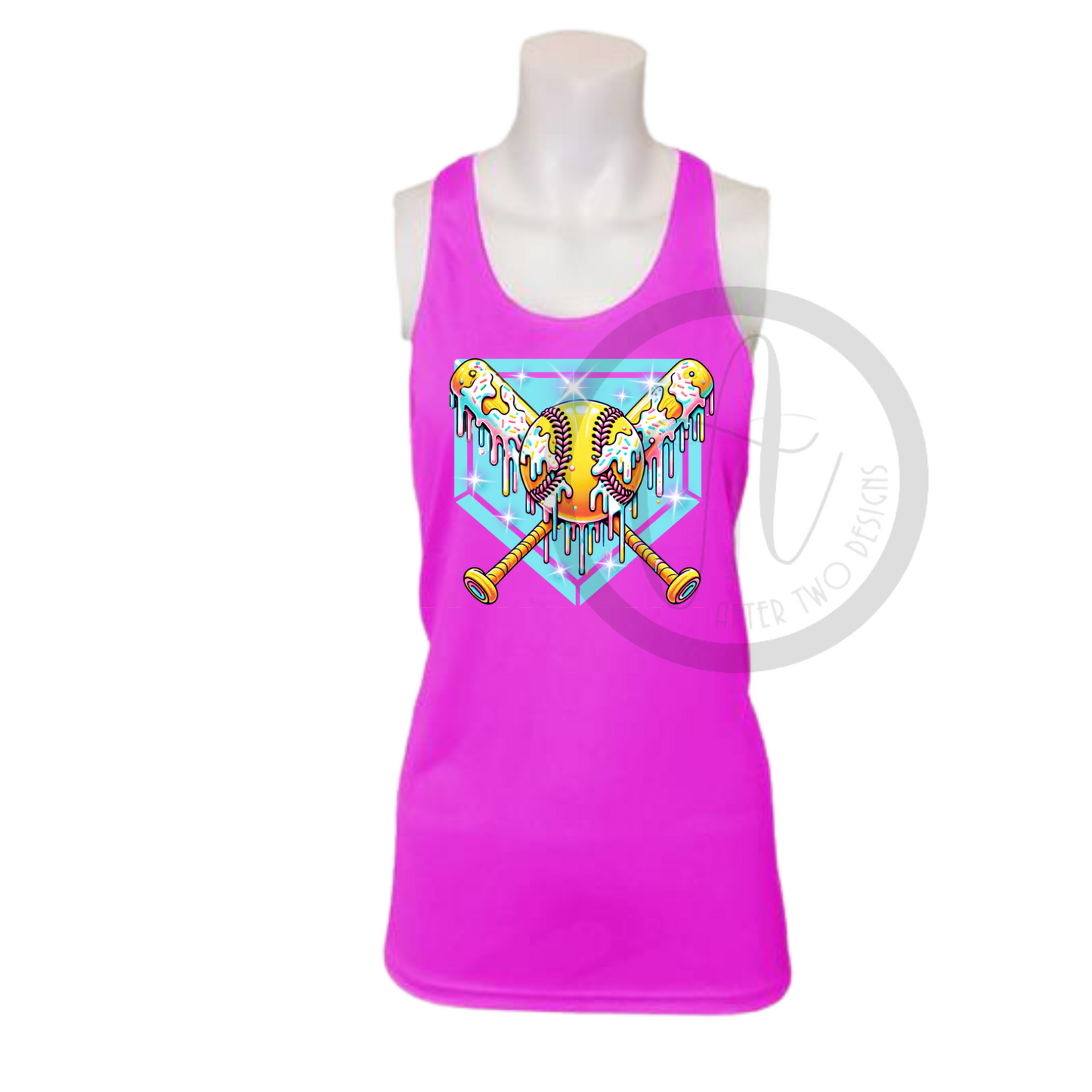 Girls Pink Softball Drip Unisex DriFit Tank