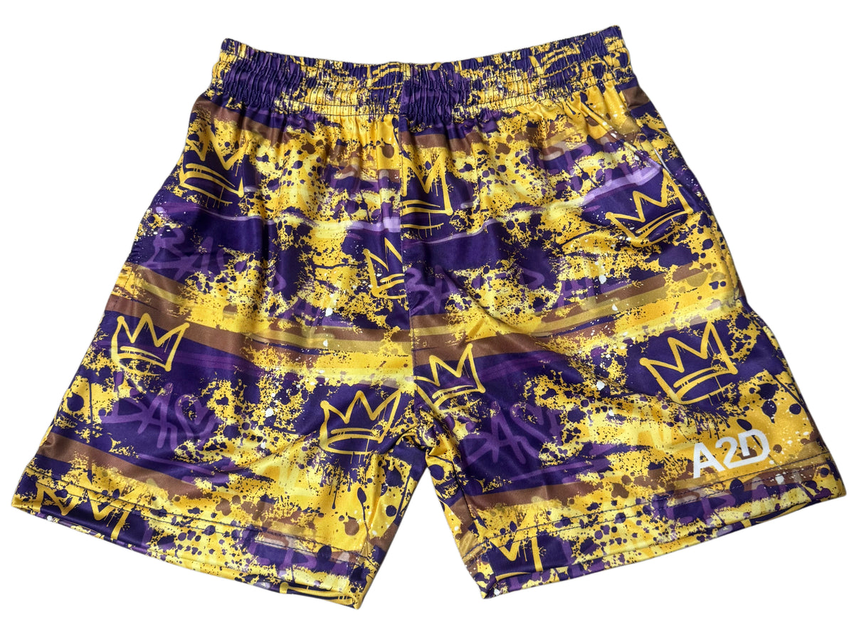 Purple Graffiti Baseball Shorts IN STOCK
