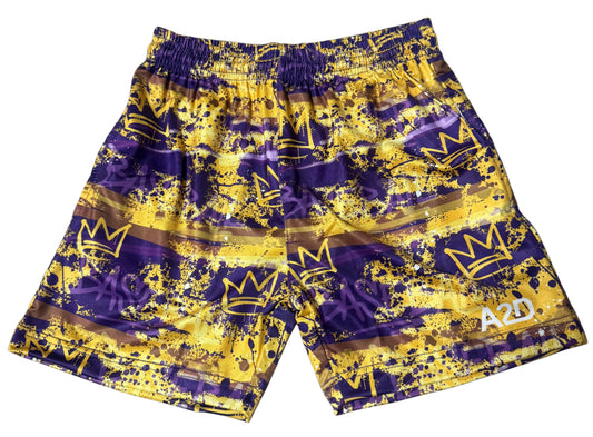 Purple Graffiti Baseball Shorts IN STOCK