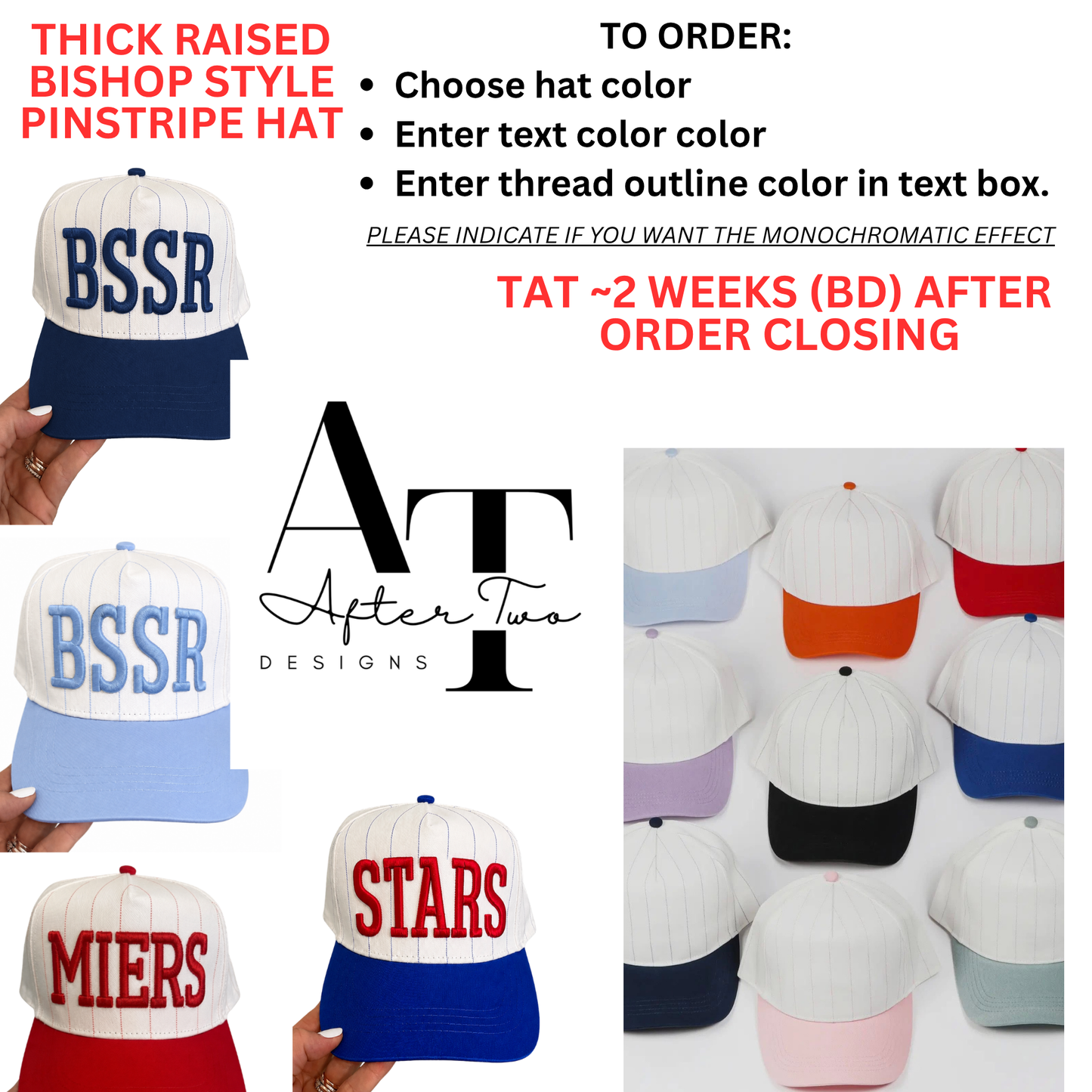Snapback  Pinstripe  Hat Puff Bishop Text PRESALE BLL