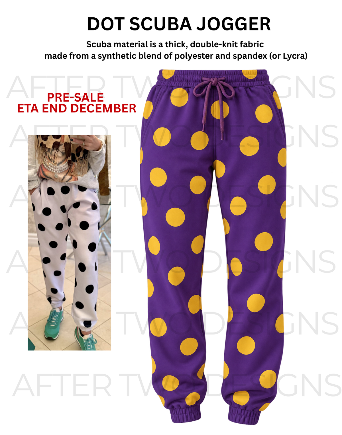 Puple/Gold Dot Joggers (Scuba) - PRESALE