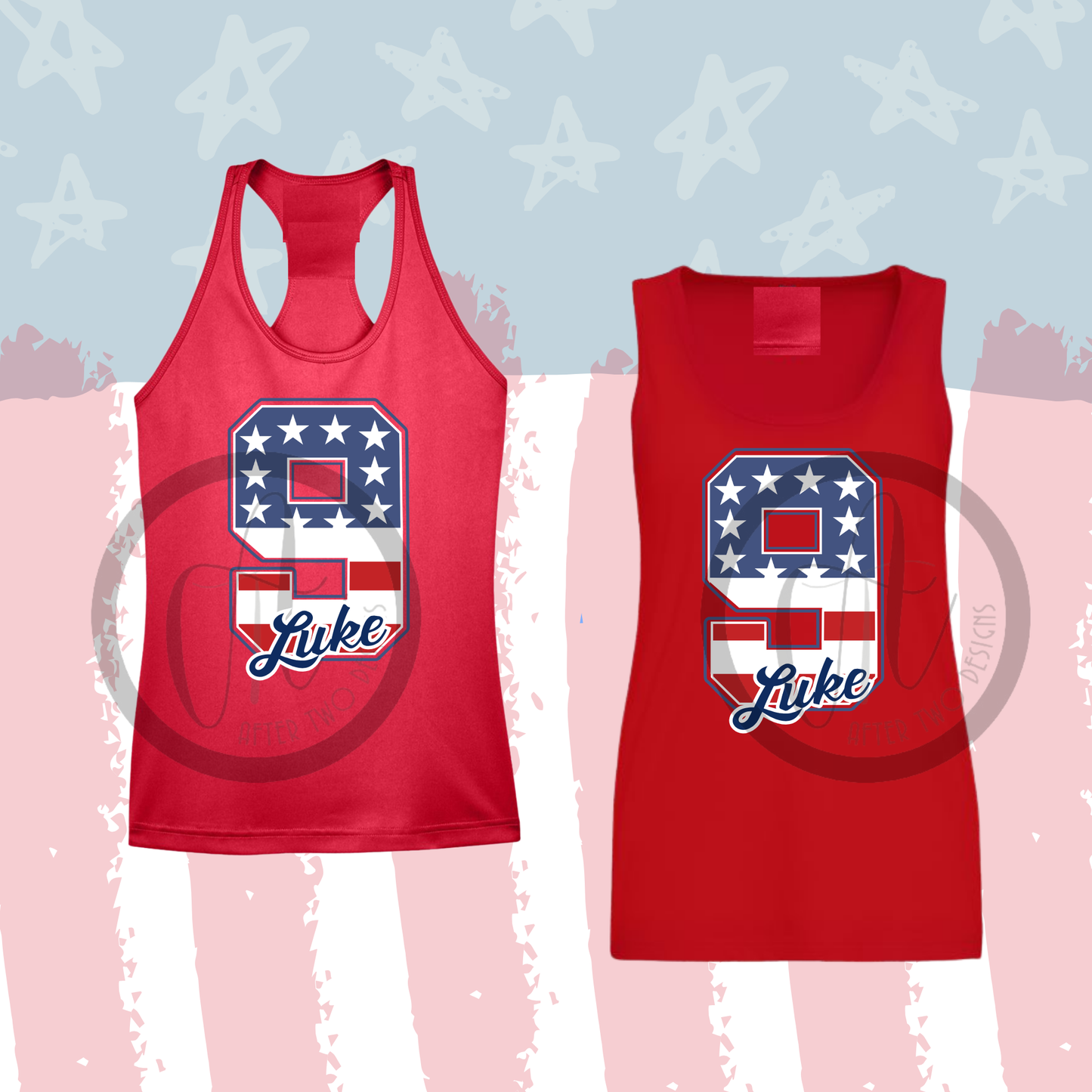Red American Number Tank S DYB
