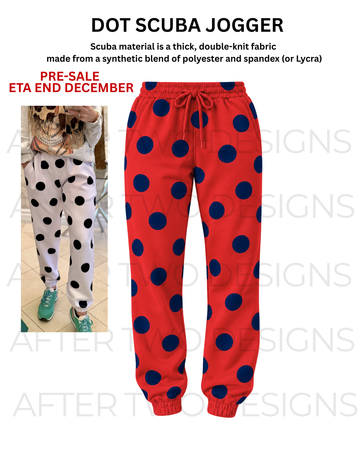 Red/Navy Dot Joggers (Scuba) - PRESALE