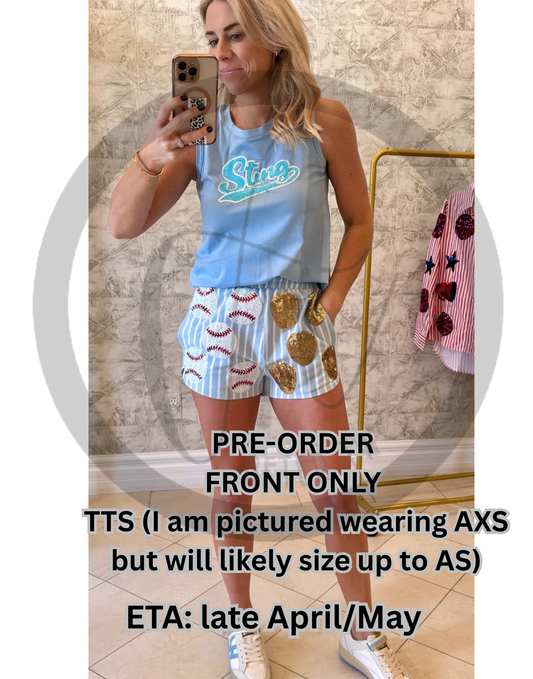 Light Blue+White Sequin Shorts PRE-ORDER