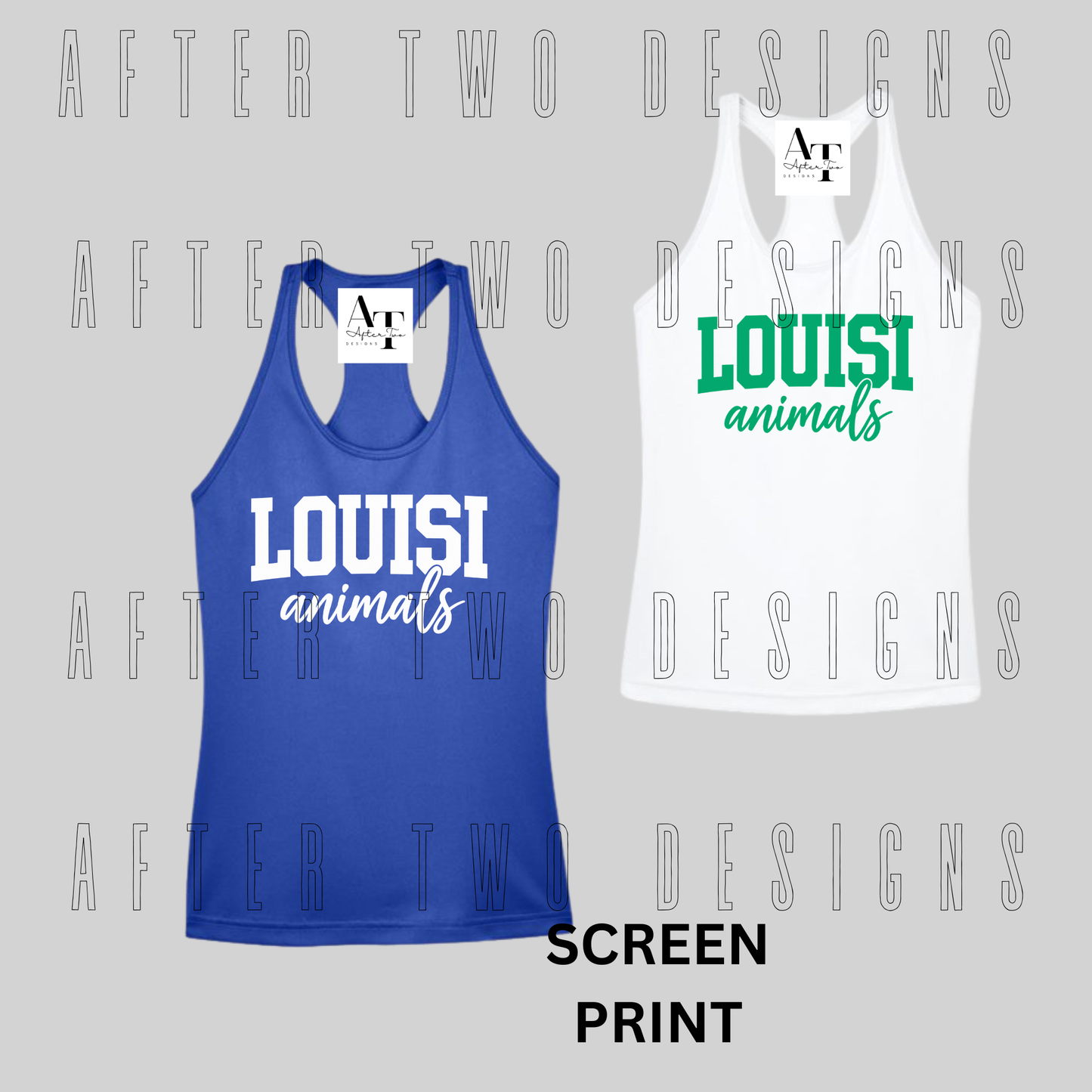 Womens Drifit Tank LOUISIanimals script - MTO