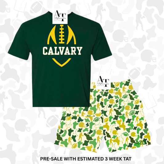 Green+Gold Football Camo SHORTS - IN STOCK