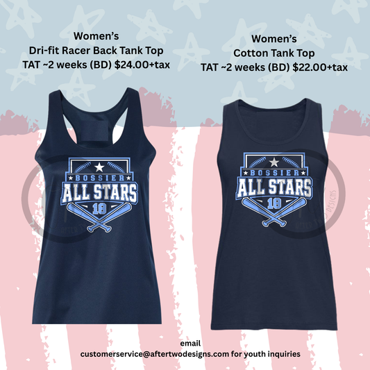 Bossier All Stars Navy Plate # Tank