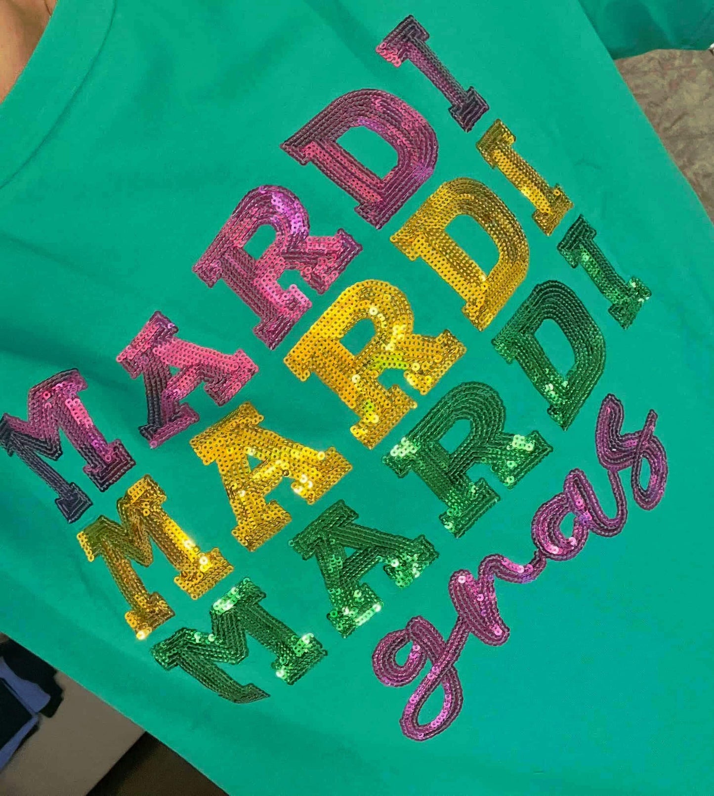 Mardi Gras Sequin Short Sleeve Tee - IN STOCK