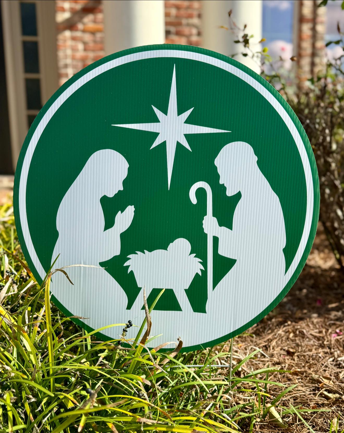 Green Nativity Yard Sign