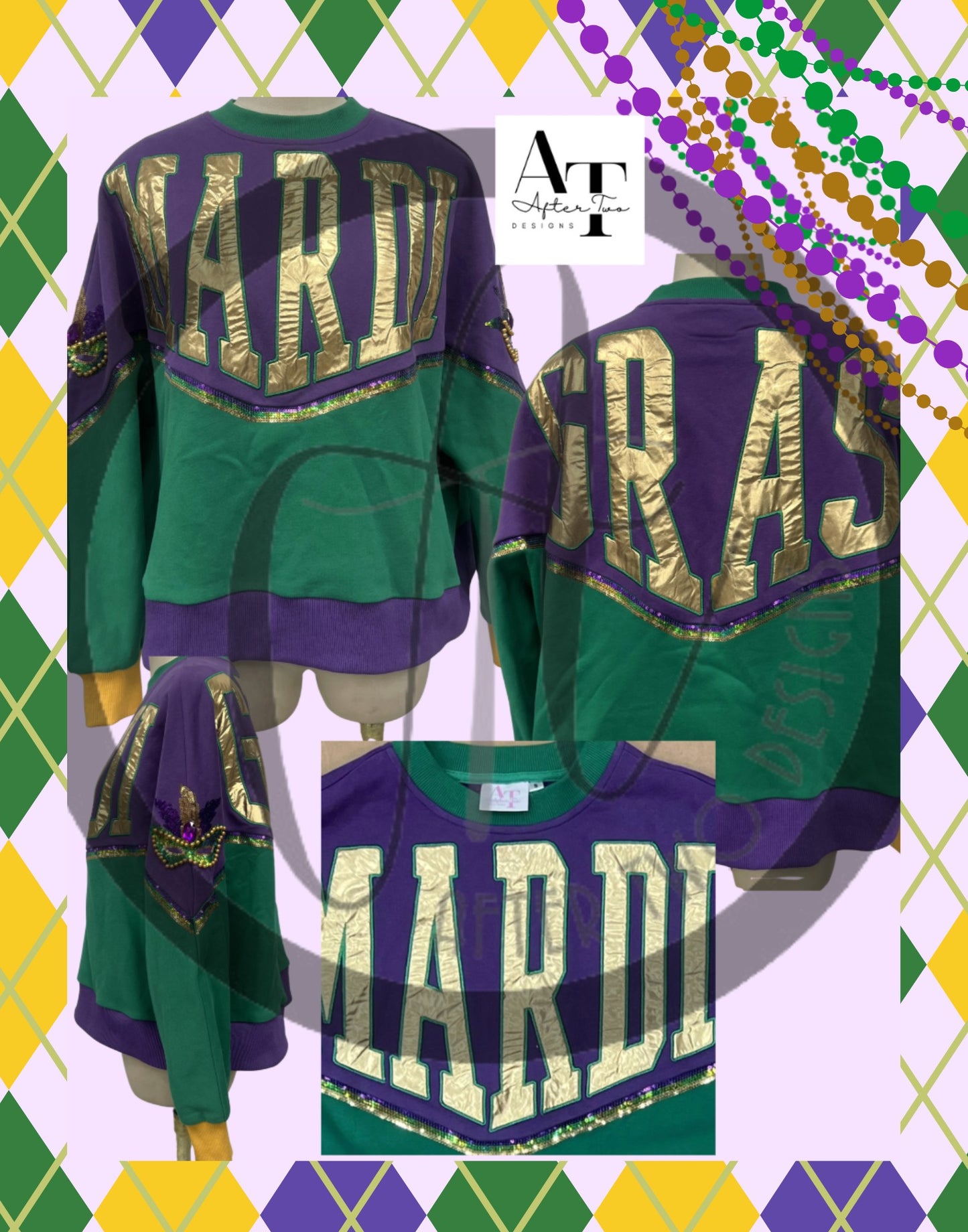 Mardi Gras Sweatshirt Boxy Fit IN STOCK