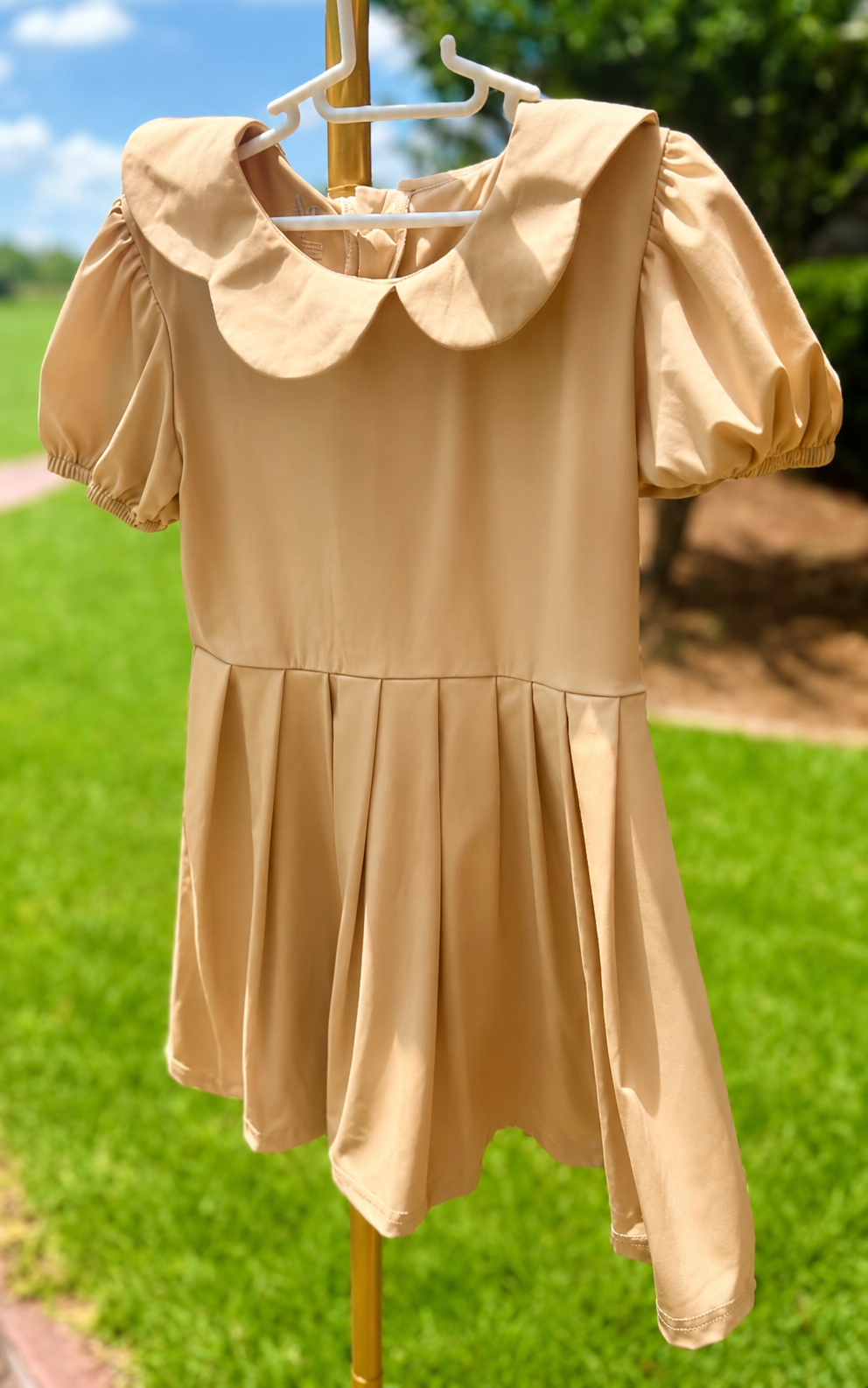 Khaki Pleated Uniform Dress IN STOCK