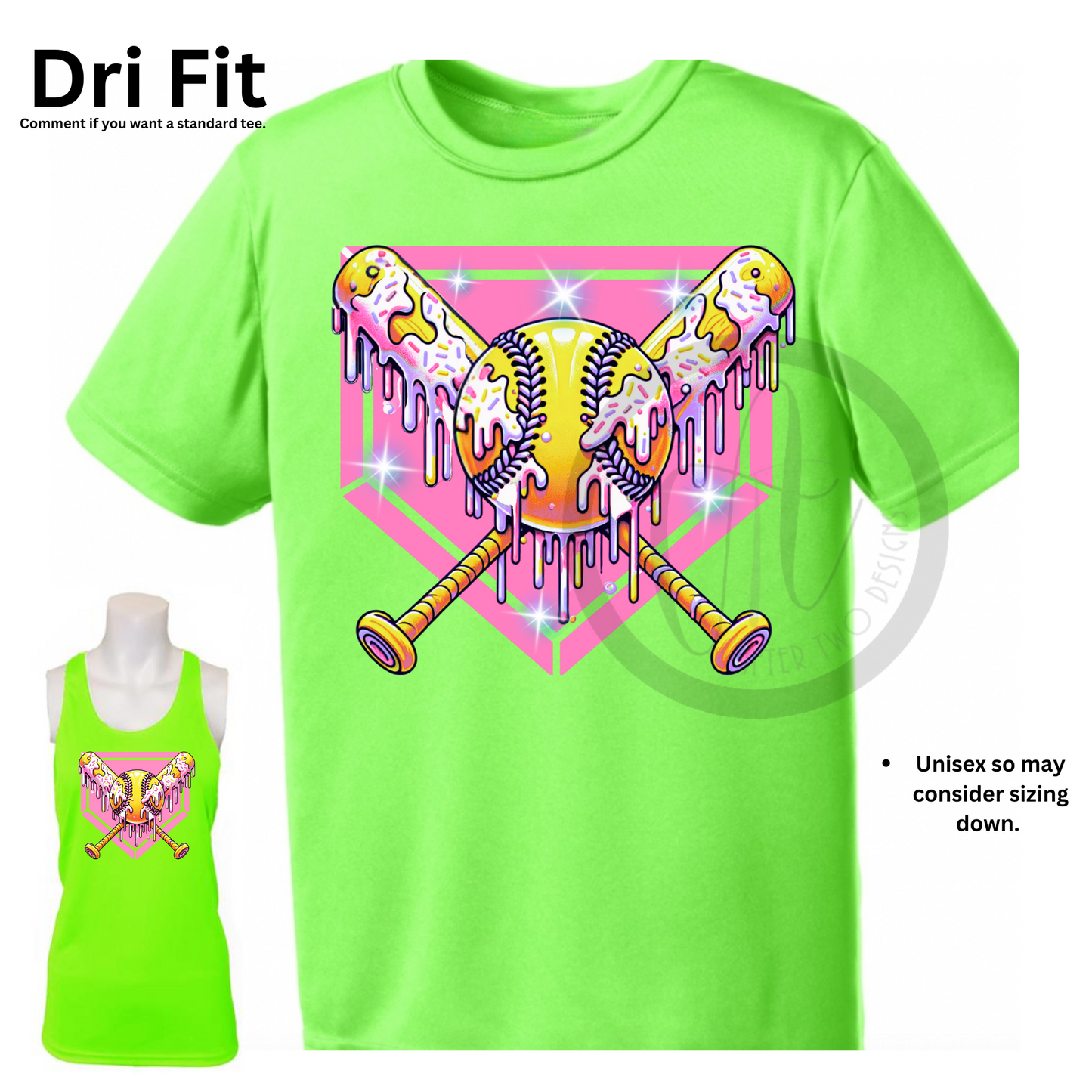 Lime Softball Drip Unisex DriFit Tee