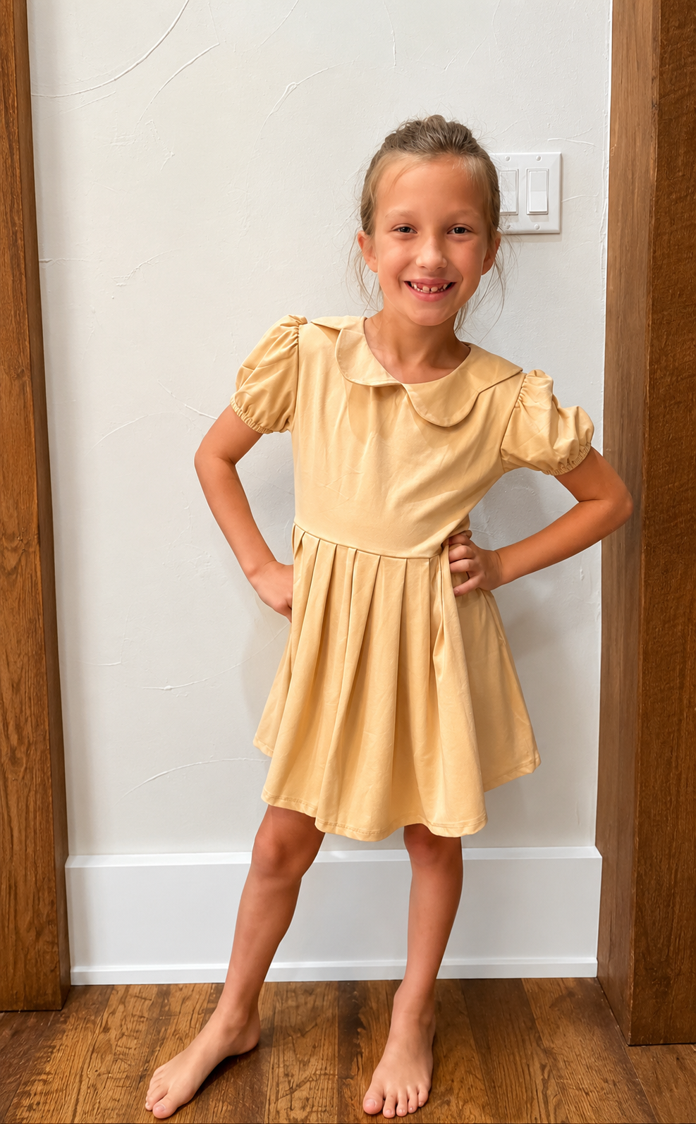 Khaki Pleated Uniform Dress IN STOCK