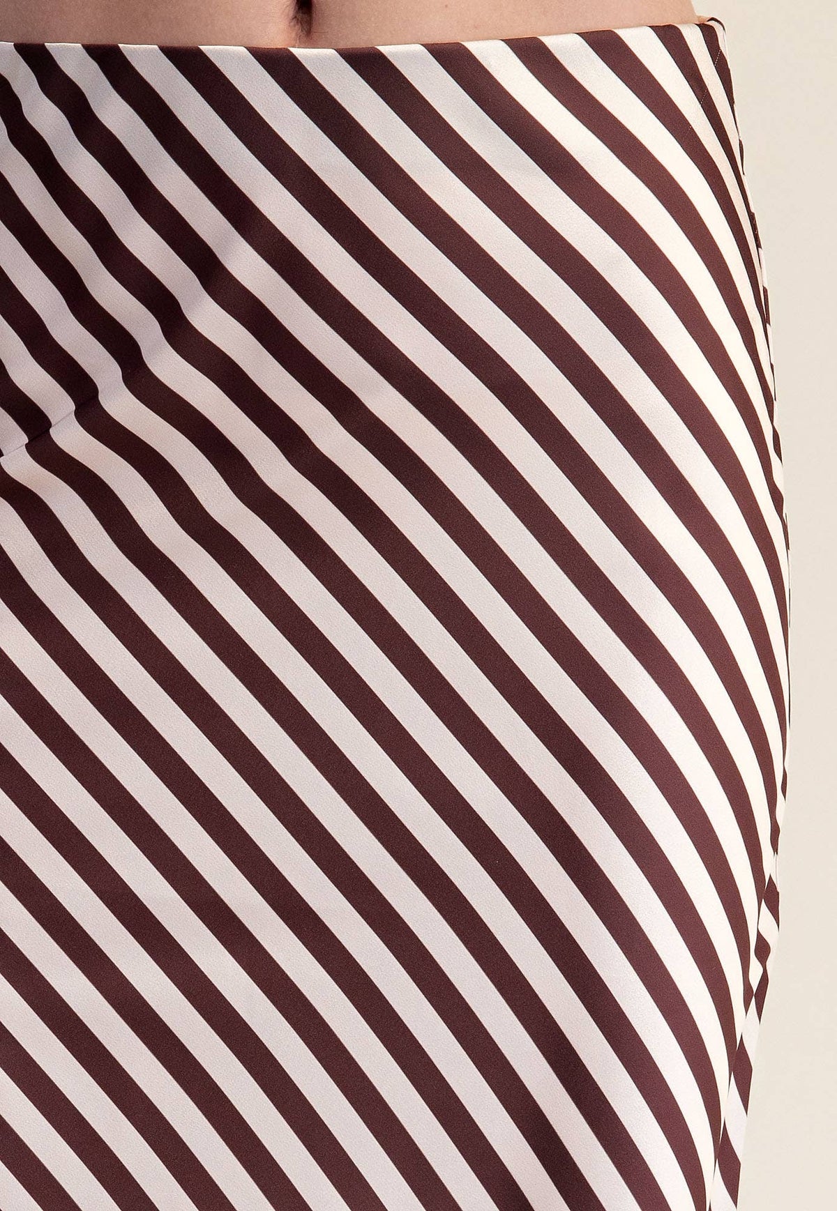 Stripe Satin Midi Skirt With Elastic Waist Band - IN STOCK
