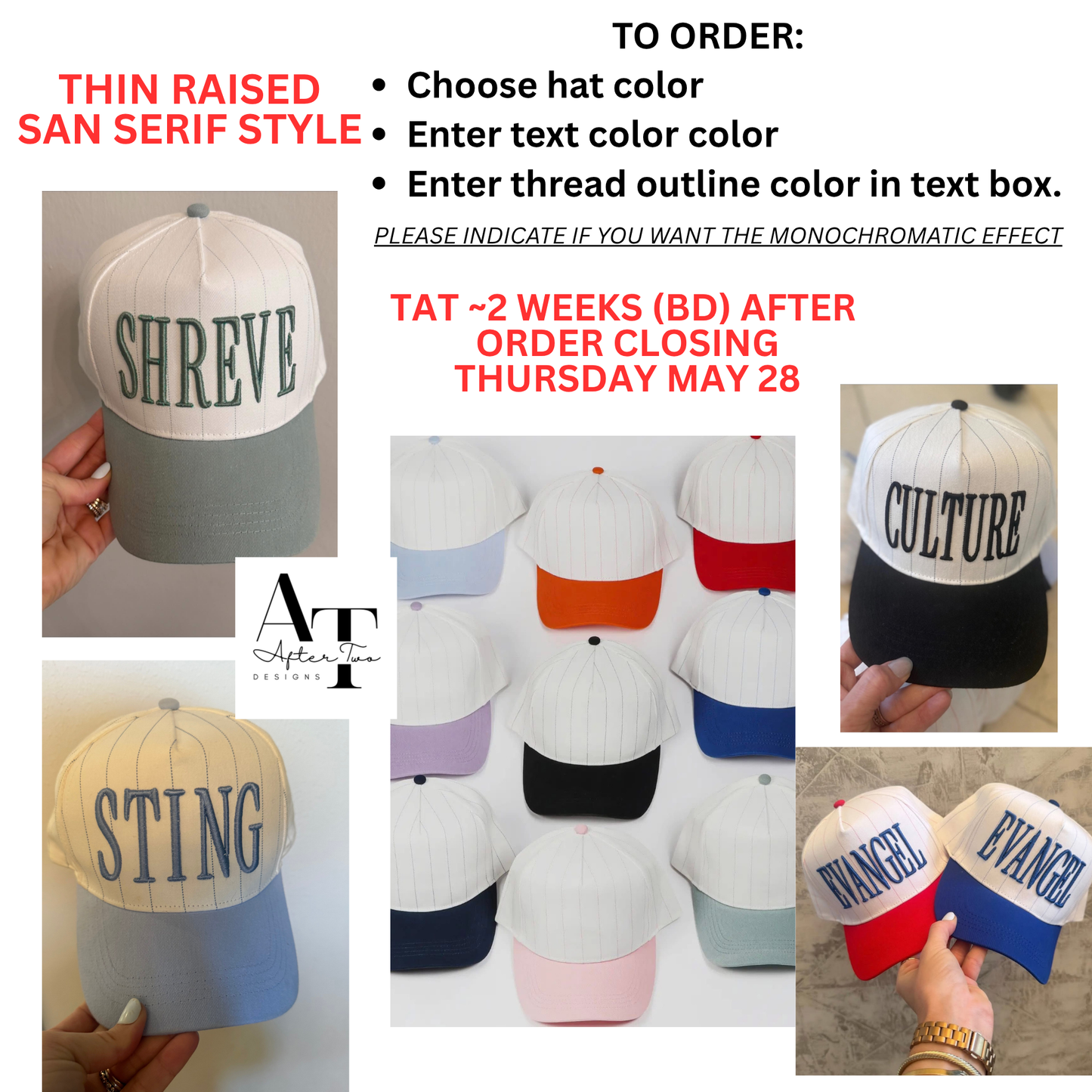 Snapback Pinstripe Hat Thin Serif Text PRESALE Round 3