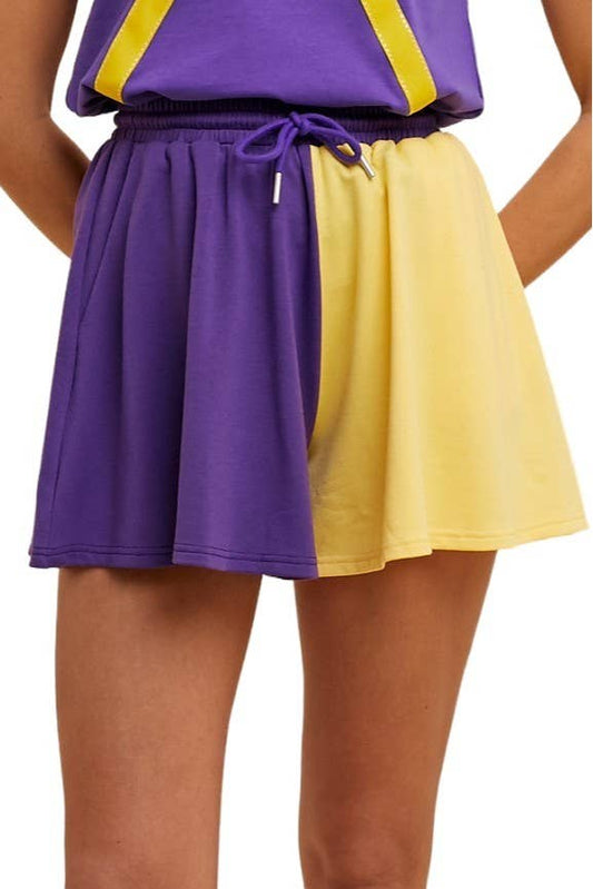 Game Day Color Block French Terry Flare Shorts