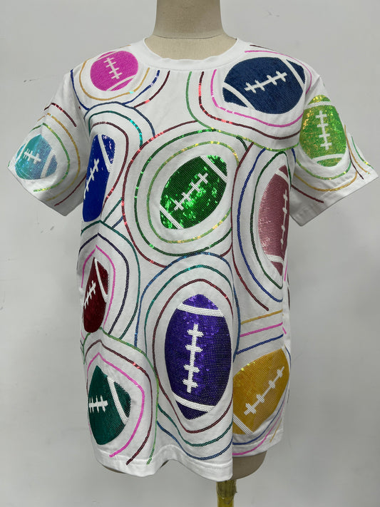 Football Sequin Tee- IN STOCK.