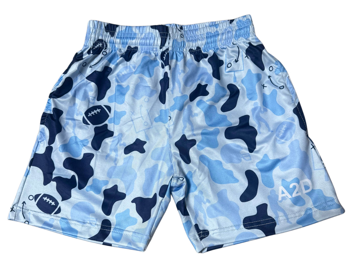 Navy Blue+Columbia Football Camo SHORTS  - IN STOCK