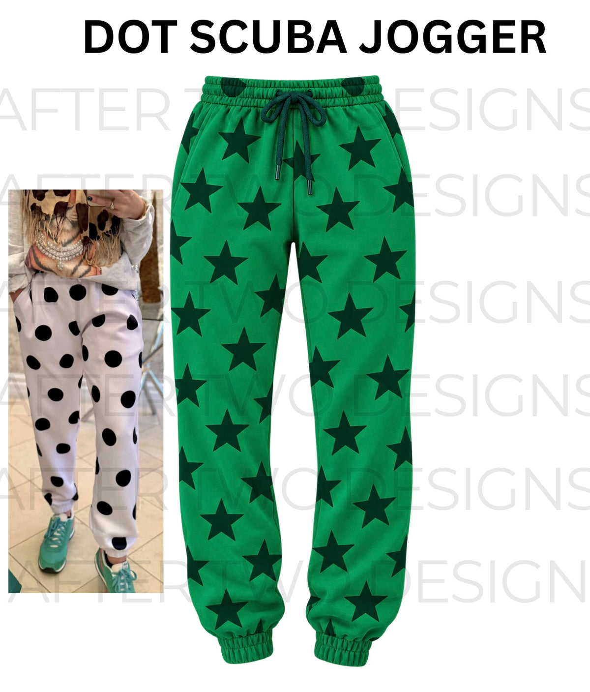 Green Stars Joggers (Scuba) - PRESALE