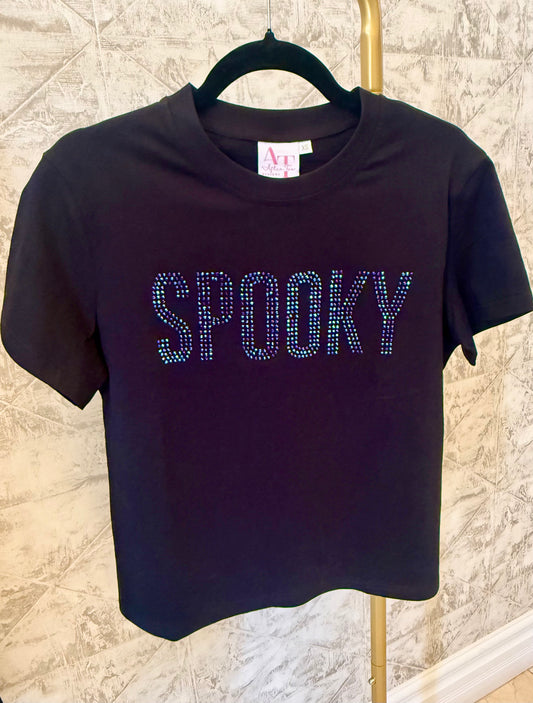 SPOOKY Rhinestone Relaxed Tee- IN STOCK
