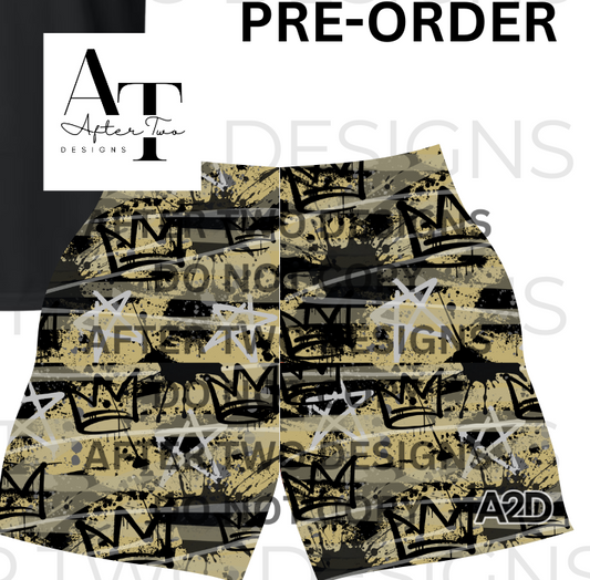 Black & Gold Graffiti Shorts PRESALE