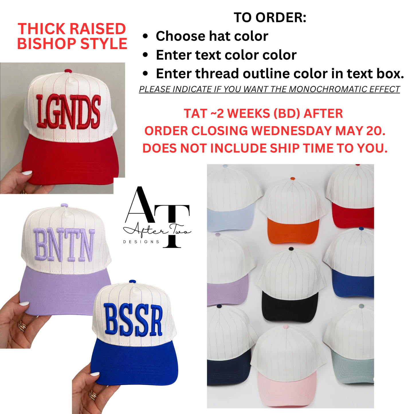 Snapback  Pinstripe  Hat Puff Bishop Text PRESALE