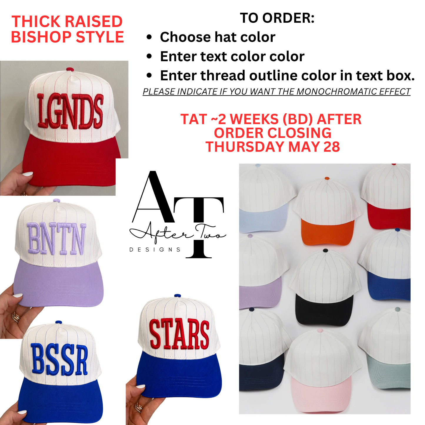 Snapback  Pinstripe  Hat Puff Bishop Text PRESALE Round 3