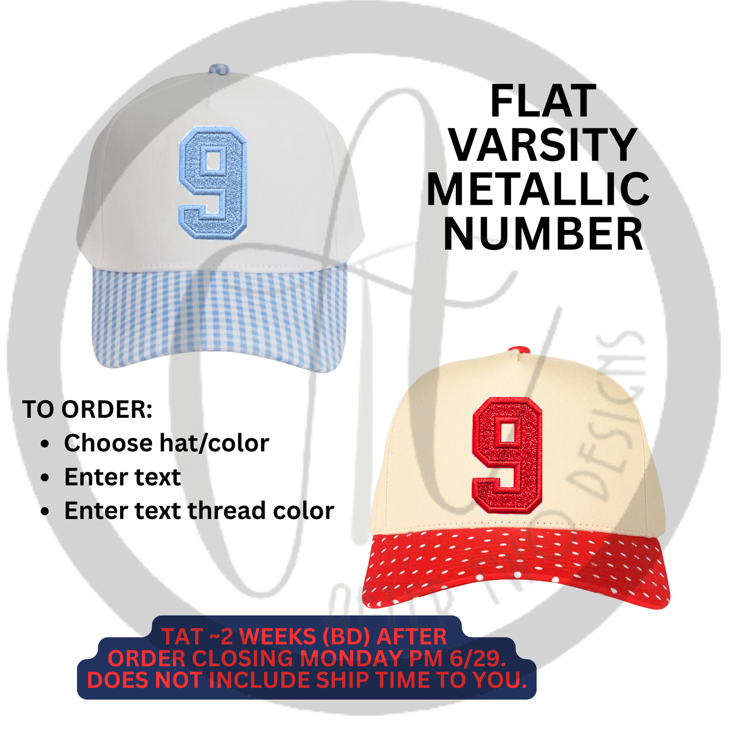 Metallic Varsity Hat PRESALE Gingham+Dots