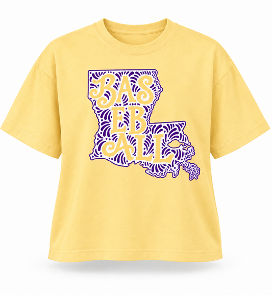 Louisiana Baseball Comfort Colors Boxy- PRESALE