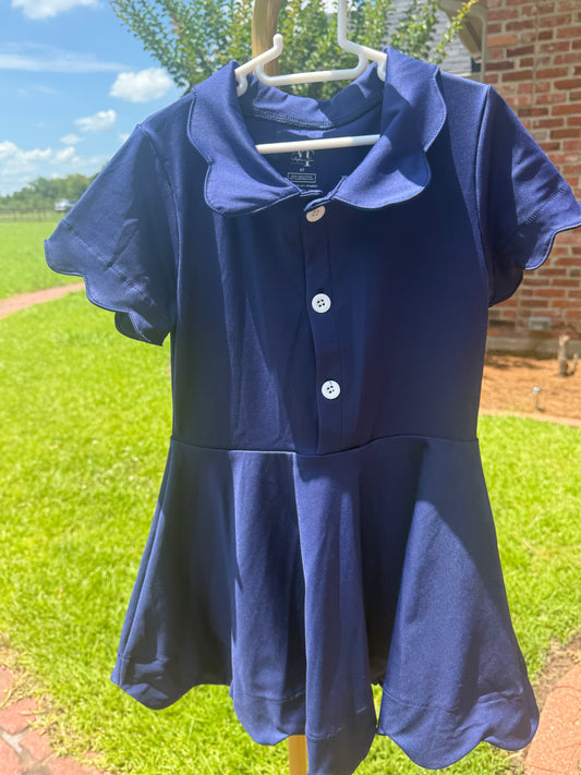Navy Scallop Dress
