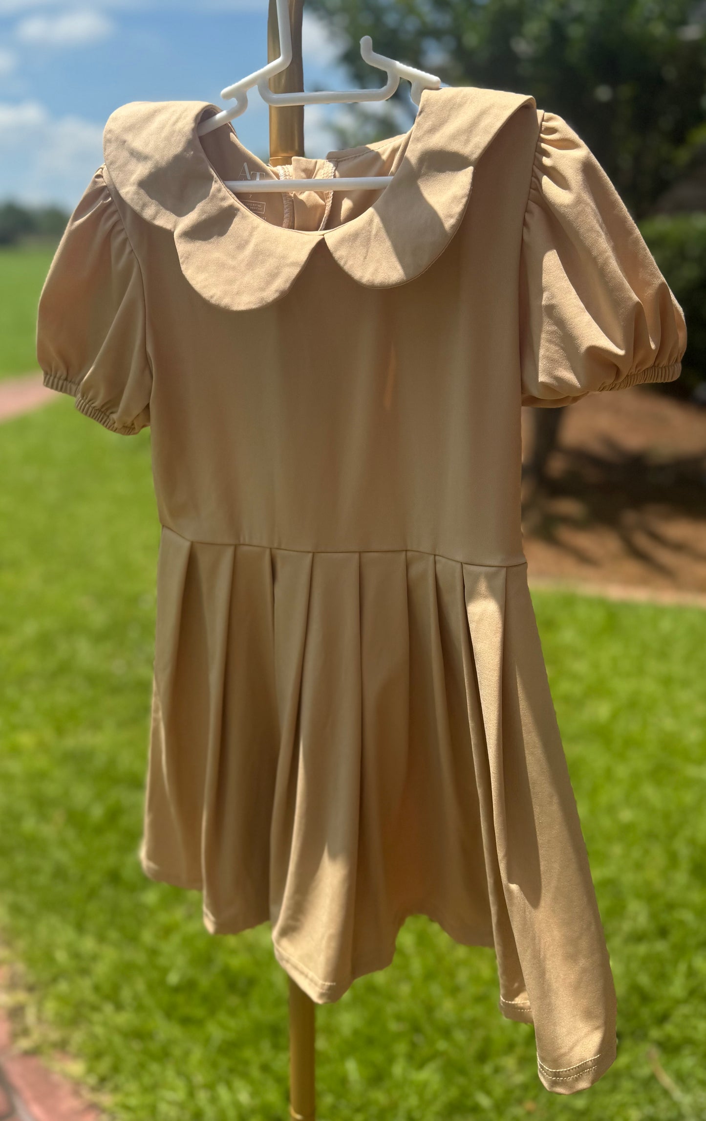 Khaki Pleated Dress