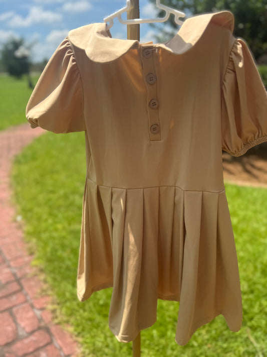 Khaki Pleated Dress