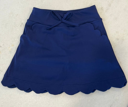 Navy Scallop Skirt Long PREORDER