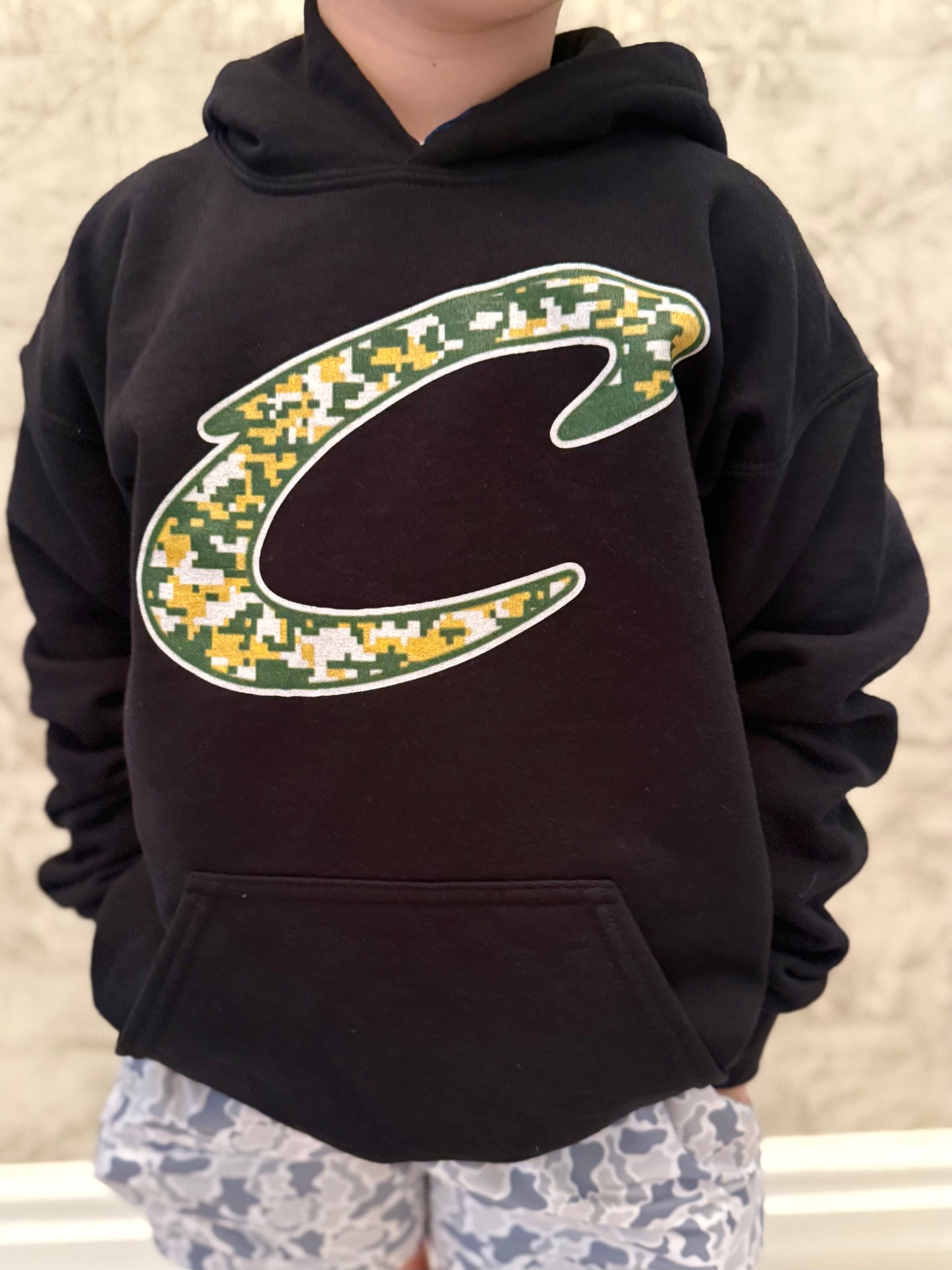 Black Gildan Hoodie Pixel Camo C