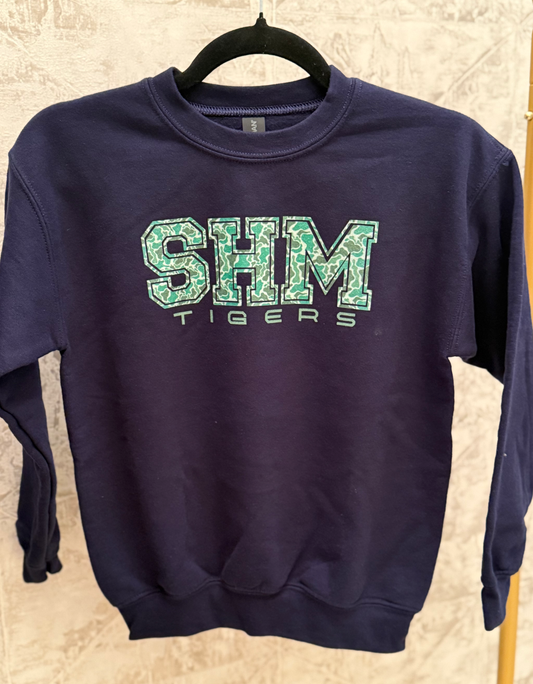 Navy Gildan Crewneck SHM Camo