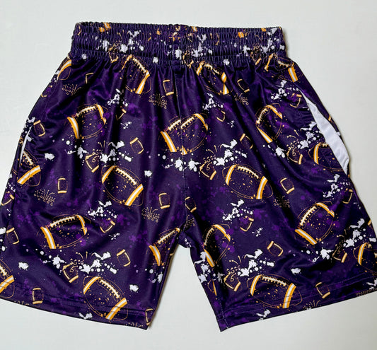 Purple and Gold Football Shorts - IN STOCK