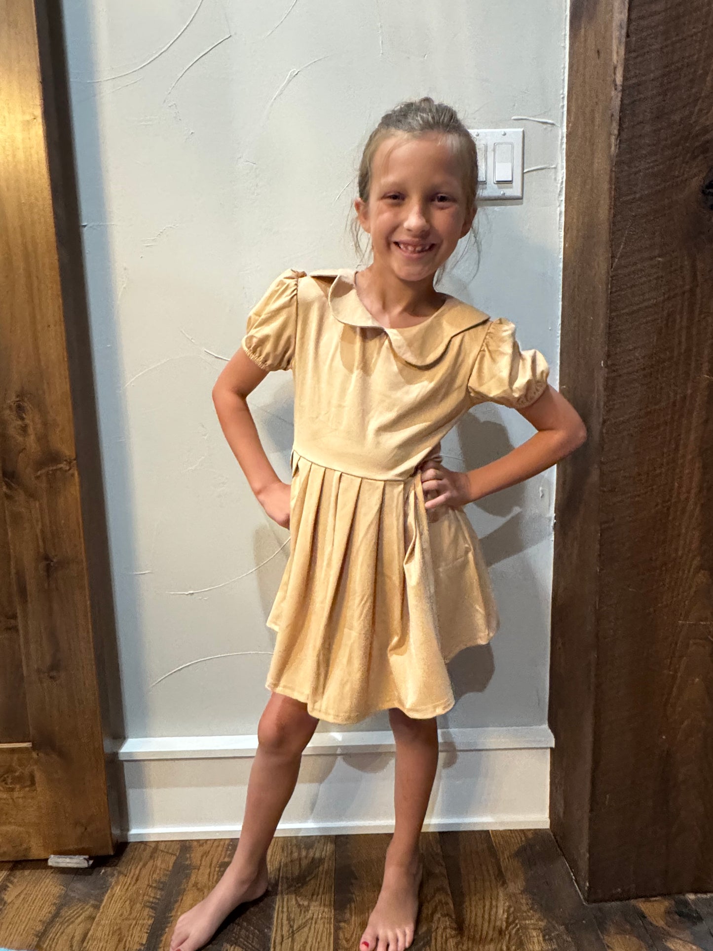 Khaki Pleated Dress