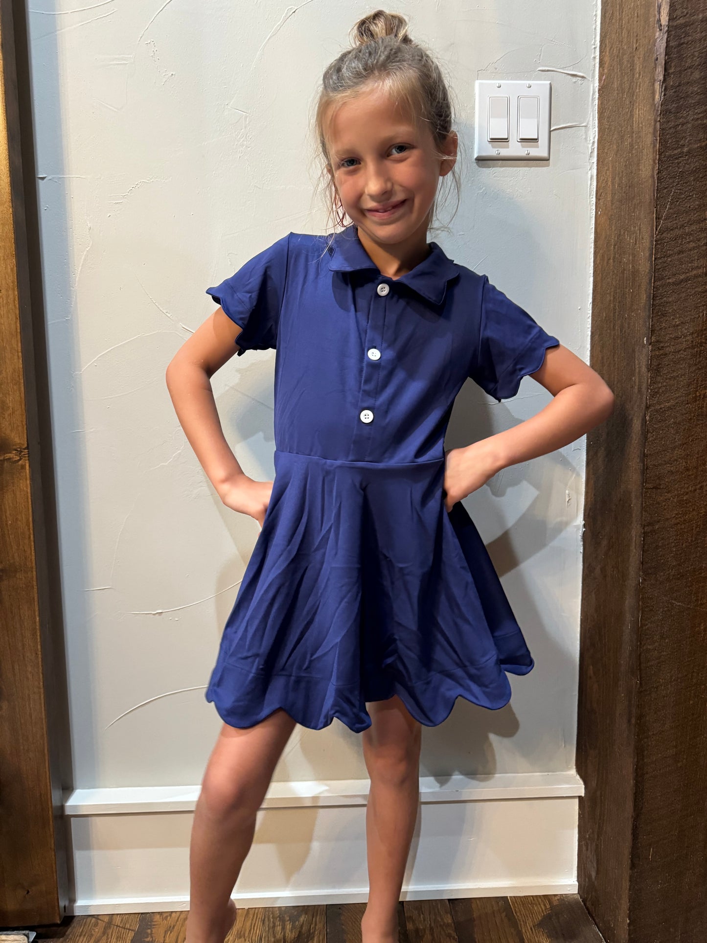 Navy Scallop Dress