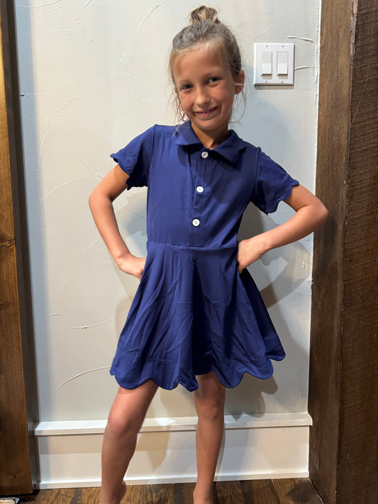 Navy Scallop Dress