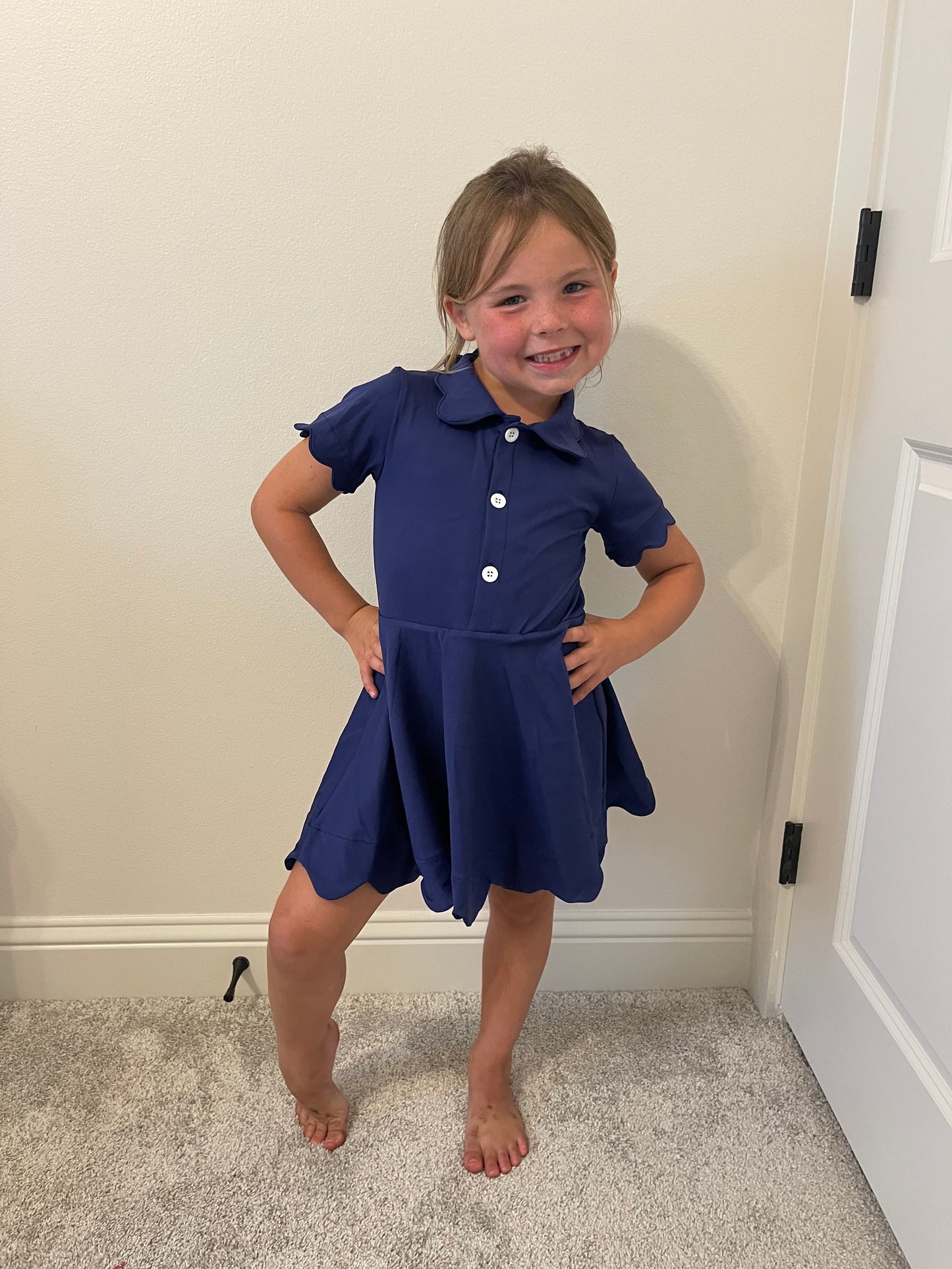 Navy Scallop Dress