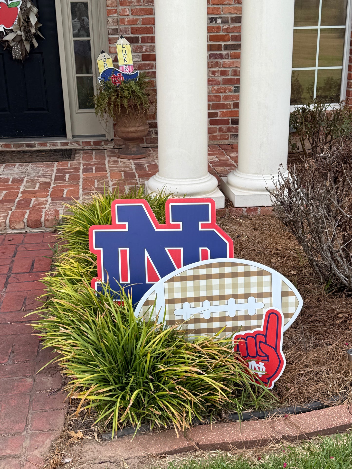 Plaid Football Yard Sign