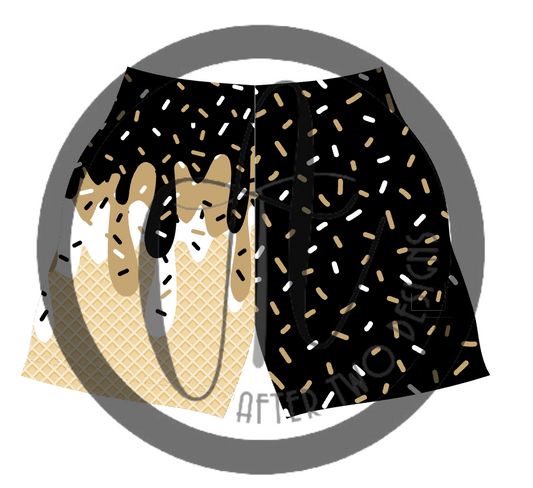 Black+Gold Drip Shorts PRESALE