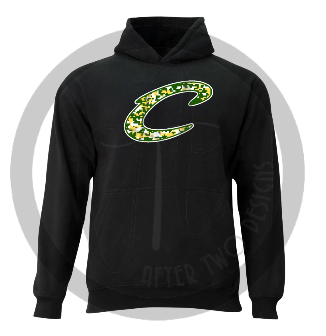 Black C Gildan Camo Hoodie
